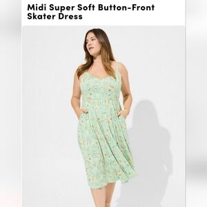 Midi Super Soft Button-Front Skater Dress